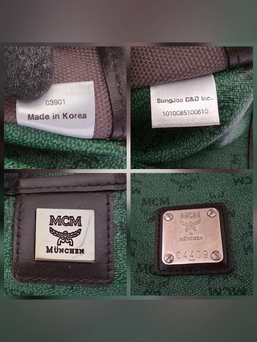 MCM Green Shopper Shoulder Tote Bag AUTHENTIC